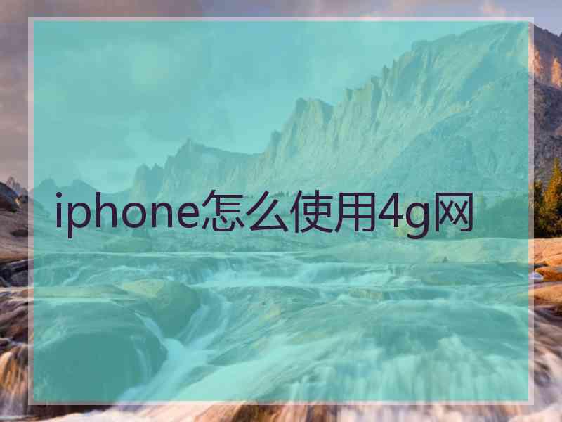 iphone怎么使用4g网