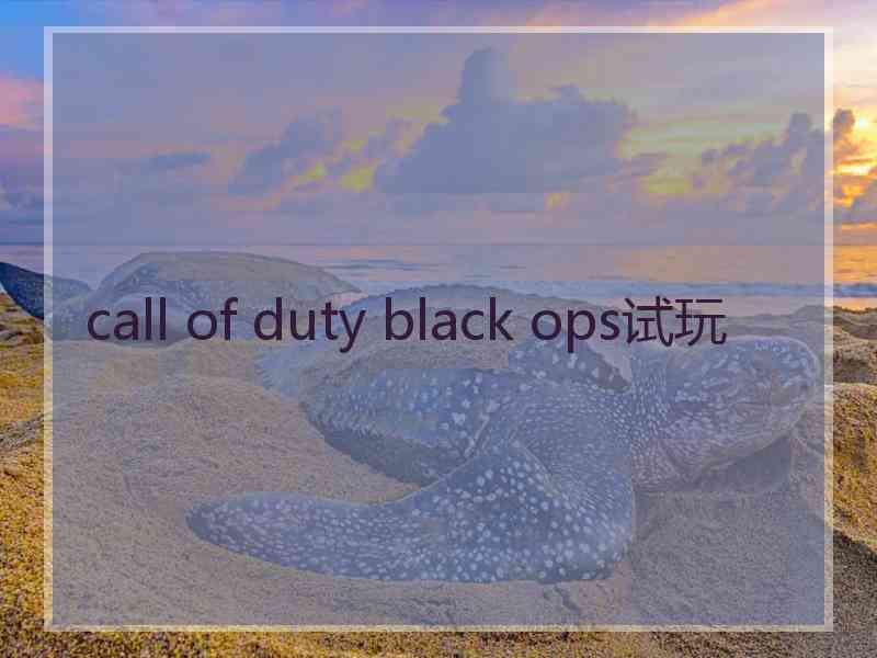 call of duty black ops试玩