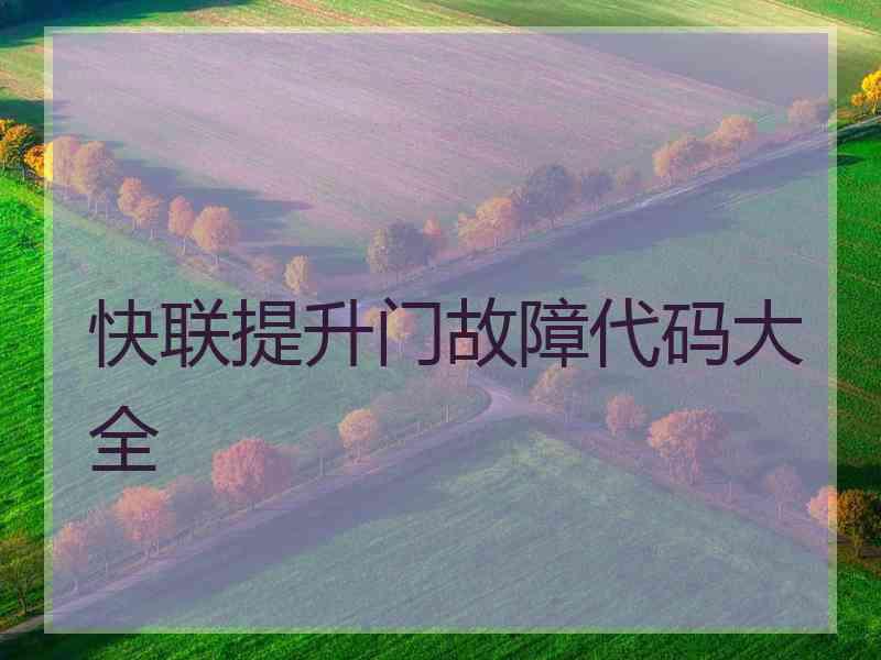 快联提升门故障代码大全