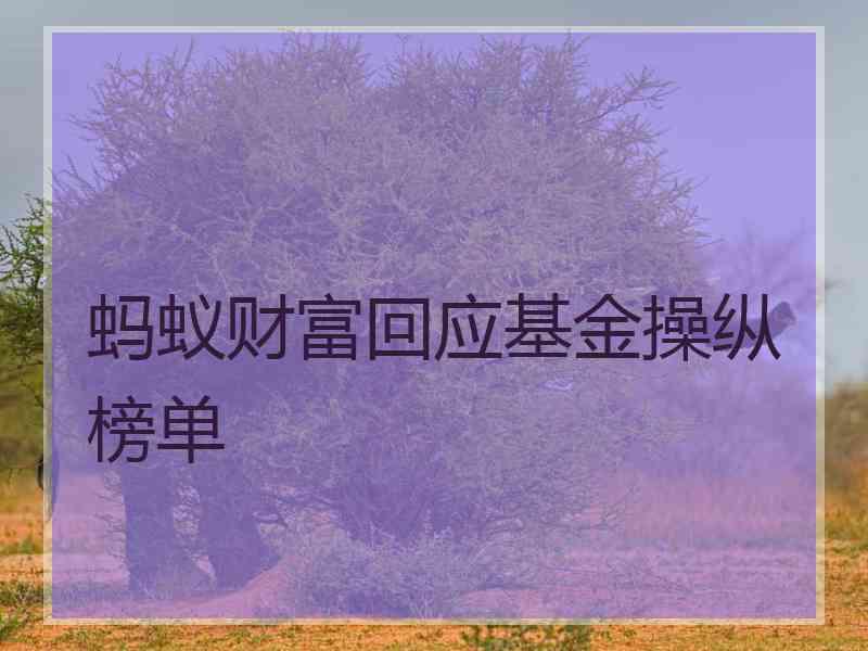 蚂蚁财富回应基金操纵榜单